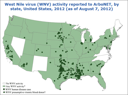 West Nile Virus Map CDC