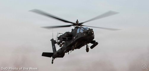U.S. Army AH-64 Apache attack helicopter in the Middle East. Apaches have been utilized in a variety of mission-sets including in recent strikes against terrorist targets in Syria.  Image: DoW - ALLOW IMAGES.