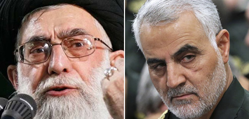 Iran's Supreme Leader Ayatollah Khamenei and Quds Force Commander General Qasem Soleimani   - ALLOW IMAGES