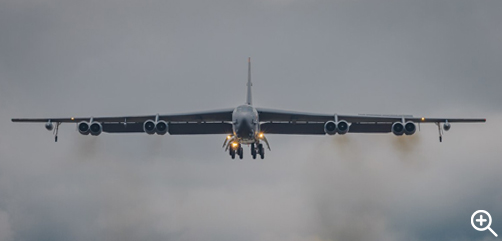 A U.S. Air Force B-52H Stratofortress from Minot Air Force Base, North Dakota, lands in Europe at RAF Fairford, United Kingdom, Aug 18, 2022. -  ALLOW IMAGES