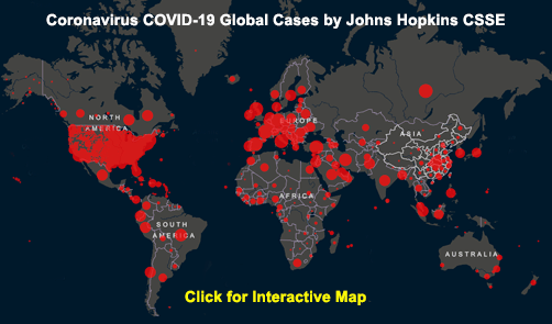 Johns Hopkins CSSE COVID-19 Case Count (Interactive map updated multiple times daily) - ALLOW IMAGES