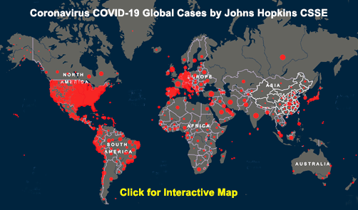 Johns Hopkins CSSE COVID-19 Case Count (Interactive map updated multiple times daily) - ALLOW IMAGES
