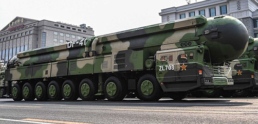 The DF-41 (Dong Feng [East Wind]-41, CSS-20) is a Chinese intercontinental ballistic missile (ICBM). It has an operational range of up to 15,000 km, making it China’s longest-range missile, and is reportedly capable of loading multiple independently-targeted warheads (MIRV). - ALLOW IMAGES