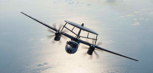 A Navy E-2C Hawkeye patrols the skies above the Arabian Sea, Nov. 28, 2020. - ALLOW IMAGES