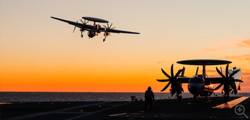 A Navy E-2D Hawkeye takes off from the USS George Washington in the Atlantic Ocean after performing a touch and go, Jan. 14, 2024.
Image: DoD  - ALLOW IMAGES