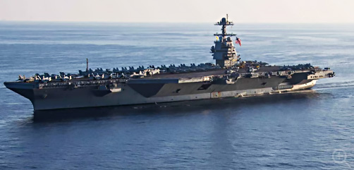 The aircraft carrier USS Gerald R. Ford is now in the Eastern Med for deterrence and contingency operations related to the attack on Israel. Image: DoD  - ALLOW IMAGES