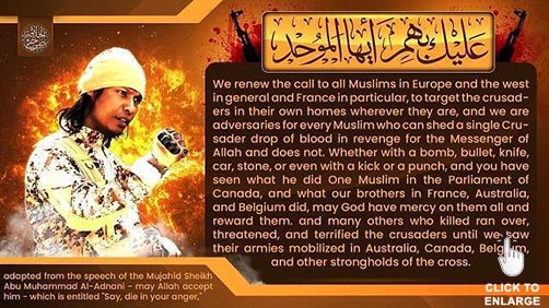 Islamic State propaganda poster encouraging attacks - ALLOW IMAGES