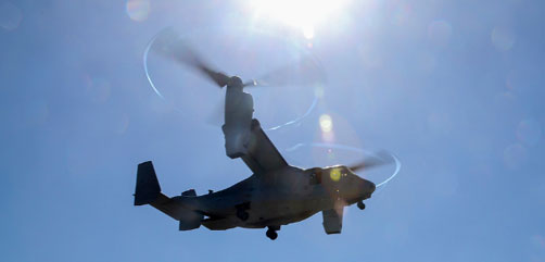 U.S. Marines with Marine Medium Tiltrotor Squadron 364 fly MV-22B Osprey tiltrotor aircraft during air-to-ground helicopter training as part of Rim of the Pacific (RIMPAC) exercise at Marine Corps Base Camp Pendleton, California, June 28, 2018. The training is a crucial part of ensuring the safety, proficiency and speed of the multilateral air-ground team. Marines training with partner nations from around the world enhances prowess. RIMPAC provides high-value training for task-organized, highly-capable Marine Air-Ground Task Force and enhances the critical crisis response capability of U.S. Marines in the Pacific. (U.S. Marine Corps photo by Cpl. Robert G. Gavaldon). - ALLOW IMAGES 