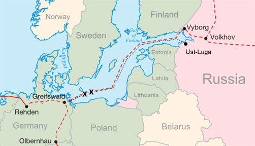 Nord Stream 1-2 pipeline map. - ALLOW IMAGES
