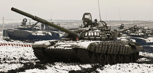 Russian T-72-B3 main battle tanks in Belarus. - ALLOW IMAGES