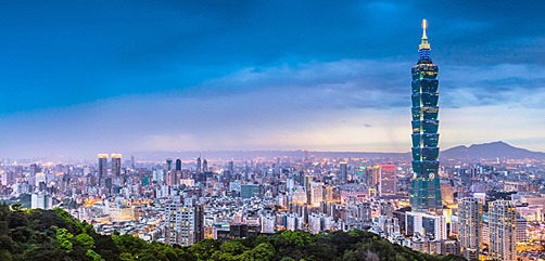 Evening view of Taipei, Taiwan. - ALLOW IMAGES