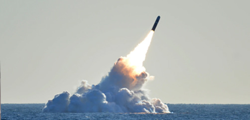 An unarmed Trident II D5 missile launches from the Ohio-class ballistic missile submarine Nebraska off the coast of California. - ALLOW IMAGES