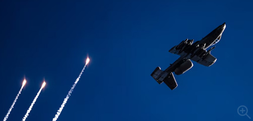 An Air Force A-10C Thunderbolt II pilot deploys flares over Grand Bay Bombing and Gunnery Range near Moody Air Force Base, Ga., Dec. 5, 2023.
Image: DoD  - ALLOW IMAGES