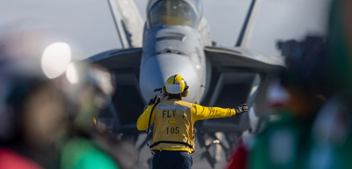 On the flight deck of the Nimitz-class aircraft carrier USS George H.W. Bush (CVN 77) in the Atlantic Ocean. - ALLOW IMAGES
