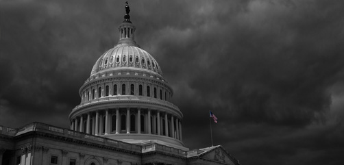 Dark clouds over the United States Capitol.  Image: DepositPhotos.com - ALLOW IMAGES