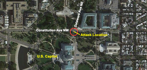 Location of vehicle ramming attack at U.S. Capitol. - ALLOW IMAGES