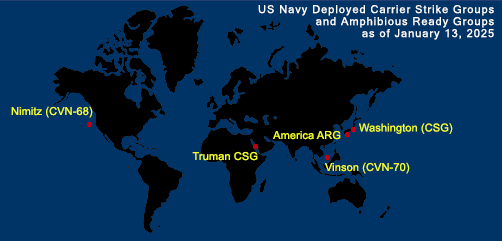 Fleet and Marine Tracker Map as of Jan 13, 2025.  - ALLOW IMAGES