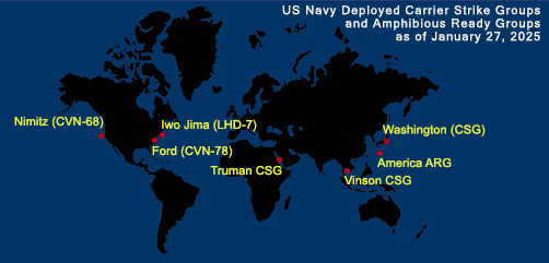 Fleet and Marine Tracker Map as of Jan 27, 2025.  - ALLOW IMAGES
