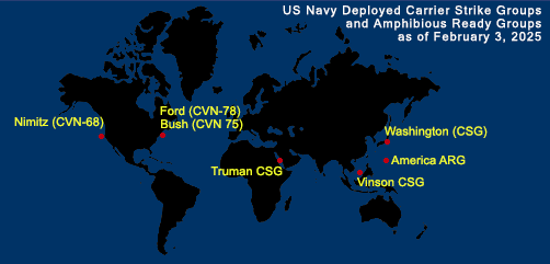 Fleet and Marine Tracker Map as of Feb 3, 2025.  - ALLOW IMAGES