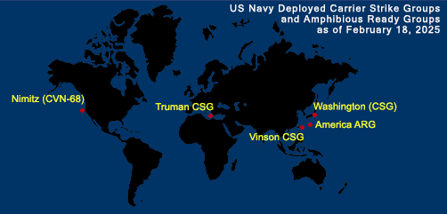 Fleet and Marine Tracker Map as of Feb 18, 2025.  - ALLOW IMAGES