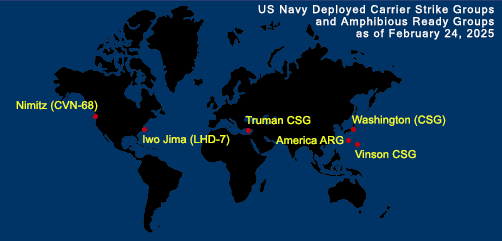 Fleet and Marine Tracker Map as of Feb 24, 2025.  - ALLOW IMAGES