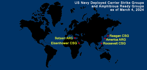 Fleet and Marine Tracker Map as of March 4, 2024.  - ALLOW IMAGES