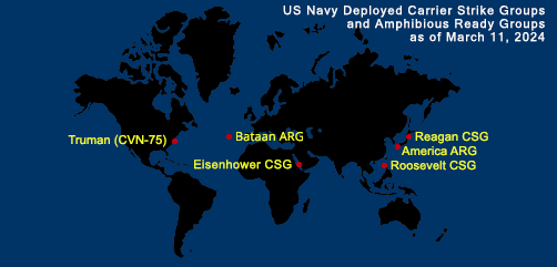 Fleet and Marine Tracker Map as of March 11, 2024.  - ALLOW IMAGES