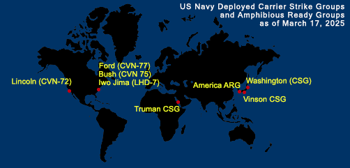Fleet and Marine Tracker Map as of March 17, 2025.  - ALLOW IMAGES