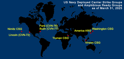 Fleet and Marine Tracker Map as of March 31, 2025.  - ALLOW IMAGES