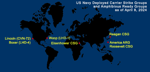 Fleet and Marine Tracker Map as of April 8, 2024.  - ALLOW IMAGES