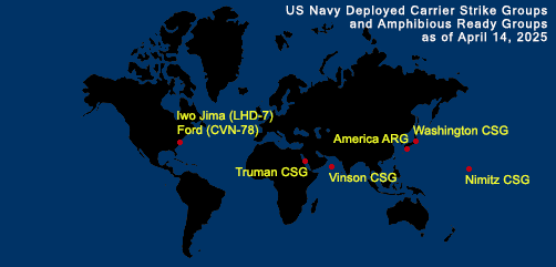 Fleet and Marine Tracker Map as of April 14, 2025.  - ALLOW IMAGES