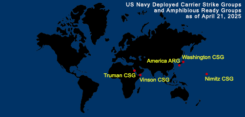 Fleet and Marine Tracker Map as of April 21, 2025.  - ALLOW IMAGES