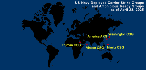 Fleet and Marine Tracker Map as of April 28, 2025.  - ALLOW IMAGES