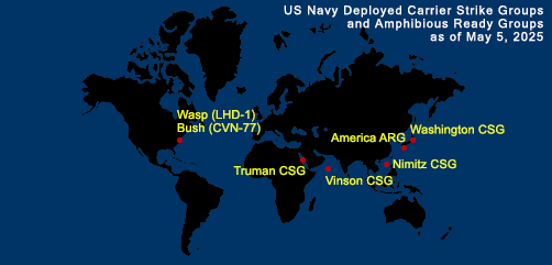 Fleet and Marine Tracker Map as of May 5, 2025.  - ALLOW IMAGES