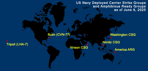 Fleet and Marine Tracker Map as of June 9, 2025.  - ALLOW IMAGES