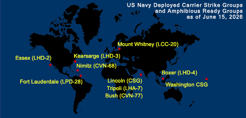 U.S. Navy Fleet and Marine Tracker - As of June 15, 2026.
