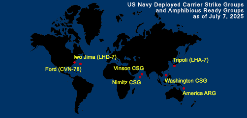 Fleet and Marine Tracker Map as of July 7, 2025.  - ALLOW IMAGES