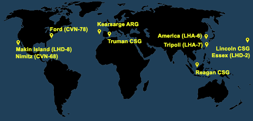 Fleet and Marine Tracker Map as of July 18, 2022.  - ALLOW IMAGES