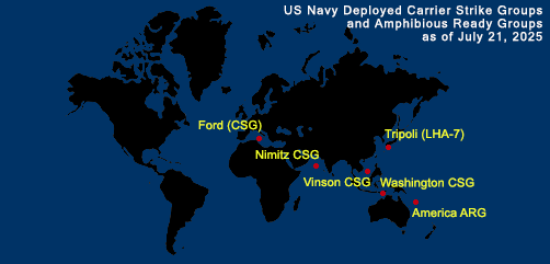 Fleet and Marine Tracker Map as of July 21, 2025.  - ALLOW IMAGES