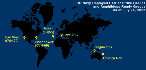 Fleet and Marine Tracker Map as of July 24, 2023.  - ALLOW IMAGES