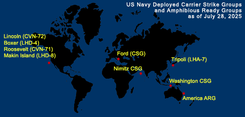 Fleet and Marine Tracker Map as of July 28, 2025.  - ALLOW IMAGES