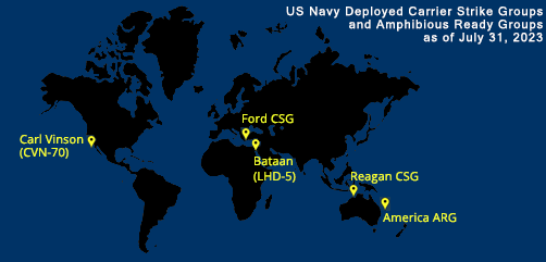 Fleet and Marine Tracker Map as of July 31, 2023.  - ALLOW IMAGES