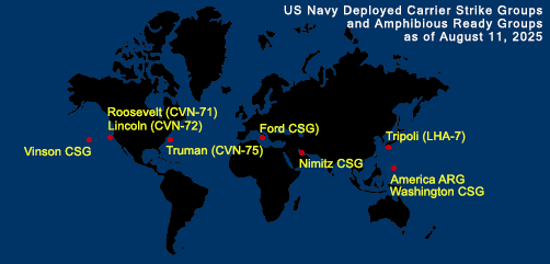 Fleet and Marine Tracker Map as of August 11, 2025.  - ALLOW IMAGES