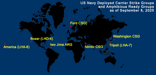 Fleet and Marine Tracker Map as of Sept 8, 2025.  - ALLOW IMAGES