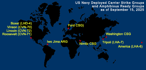 Fleet and Marine Tracker Map as of Sept 15, 2025.  - ALLOW IMAGES