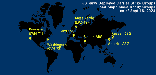 Fleet and Marine Tracker Map as of Sept 18, 2023.  - ALLOW IMAGES