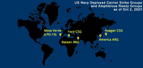 Fleet and Marine Tracker Map as of Oct 2, 2023.  - ALLOW IMAGES