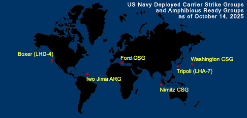 Fleet and Marine Tracker Map as of October 14, 2025.  - ALLOW IMAGES
