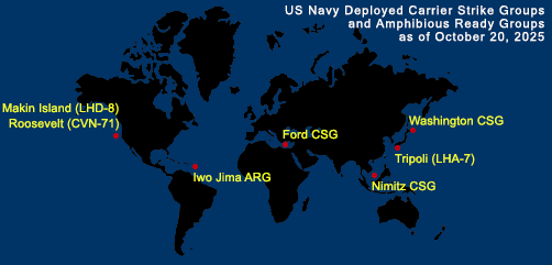 Fleet and Marine Tracker Map as of October 20, 2025.  - ALLOW IMAGES