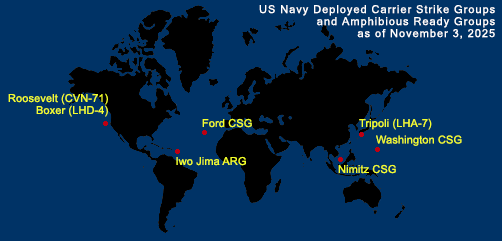Fleet and Marine Tracker Map as of November 3, 2025.  - ALLOW IMAGES